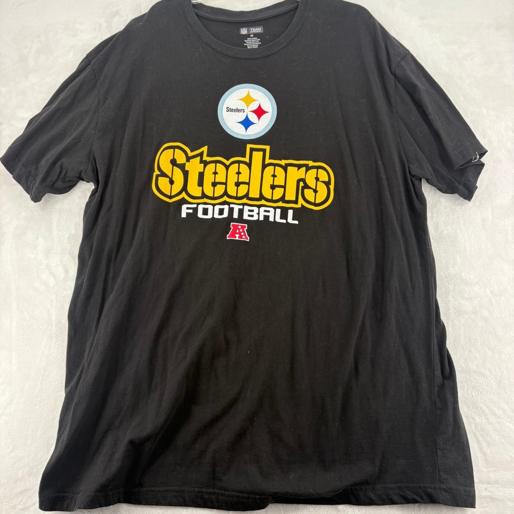 NFL Team Apparel Pittsburgh Steelers Mens 3X T-Shirt‎ Black Graphic Football Tee
